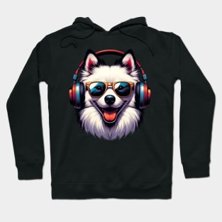 American Eskimo Dog Smiling DJ: Beats in Bright Style Hoodie